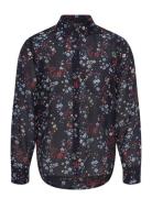 GANT Reg Floral Print Cot Silk Shirt Svart