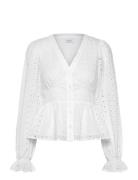 Bubbleroom Nettie Broderie Anglaise Blouse Vit