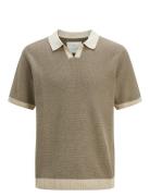 Jack & J S Jprcceaston Knit Split Neck Ss Sn Beige